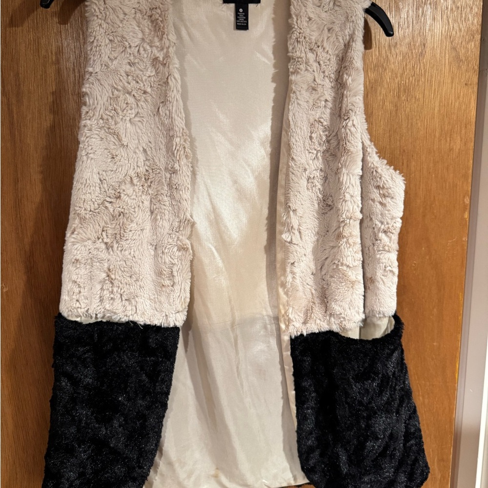 Faux Fur Vest in Cream and Black